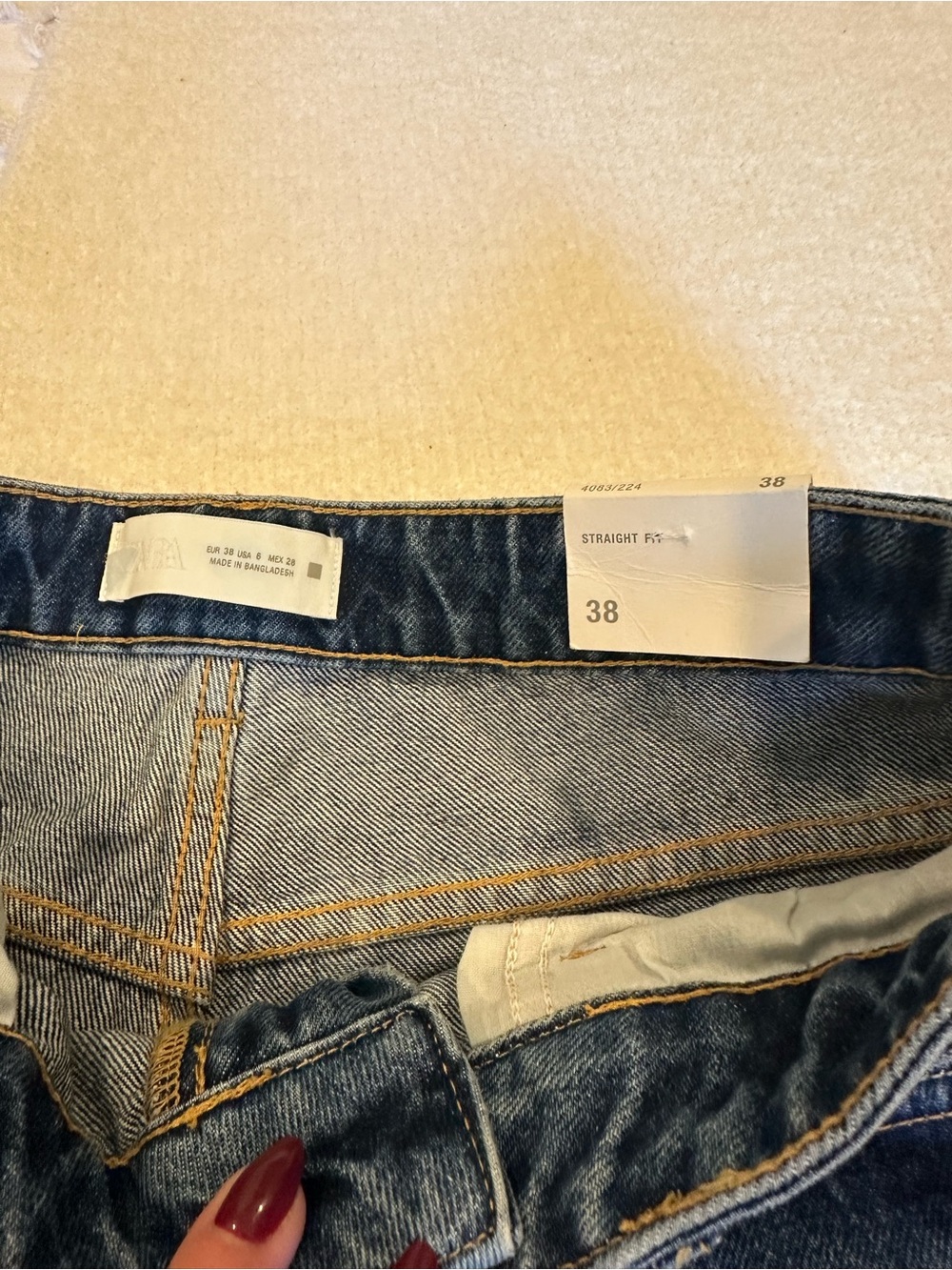 Zara Medium Blue Wide-Leg Denim Jeans - Picture 4 of 7